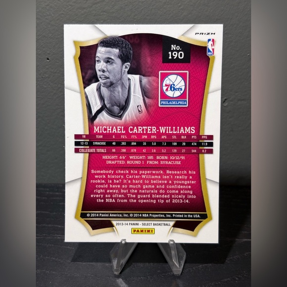 #190 Michael Carter-Williams 2013-14 Panini Select - Prizms - Picture 2 of 2